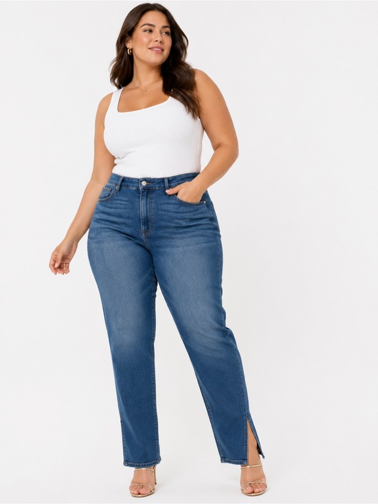 Good American Denim - Good American Good Leg Side Slit Plus Size Jeans